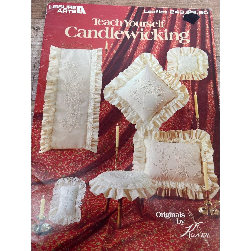 Vintage Candlewick Embroidery Pattern Leaflet For Decorative Pillows And Crafts